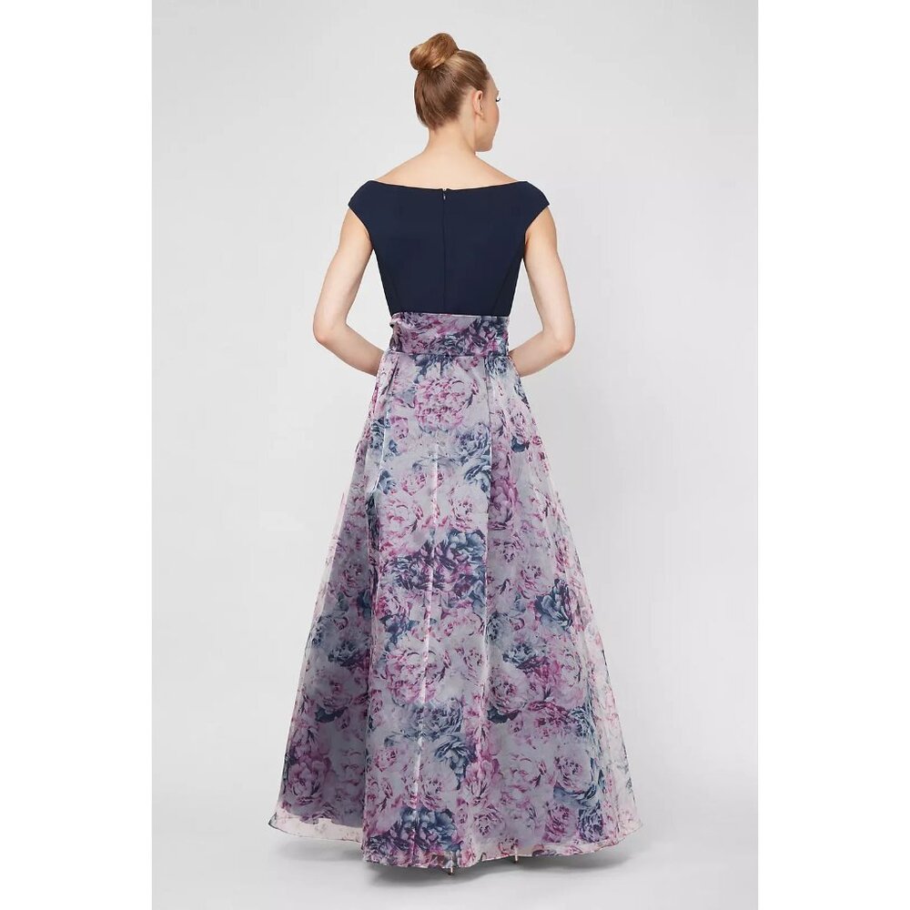 Ignite Evenings Notched Off-the-Shoulder Floral Organza Ball Gown - Sz 18 - NWT - Picture 6 of 12